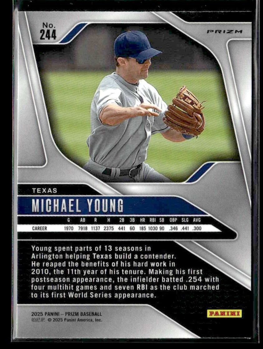 2025 Panini Prizm #244 Michael Young Ruby Wave Prizm