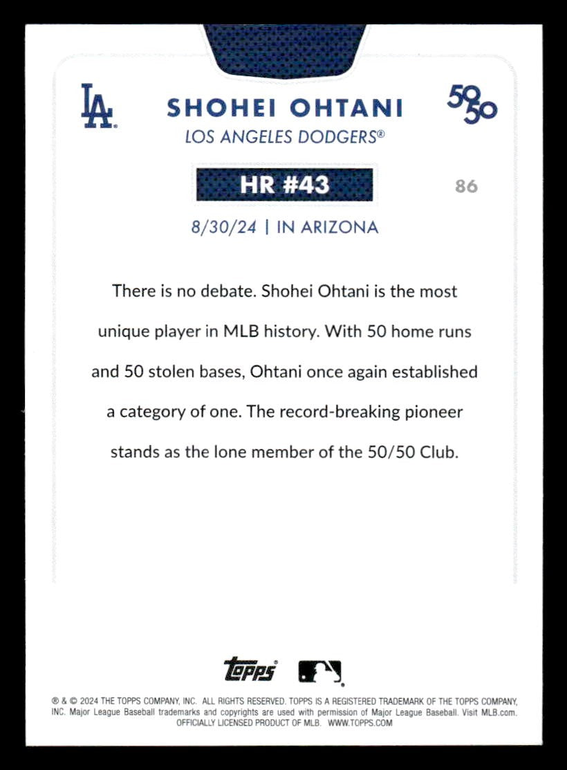 2024 Topps 50/50: Shohei Ohtani #86 Shohei Ohtani