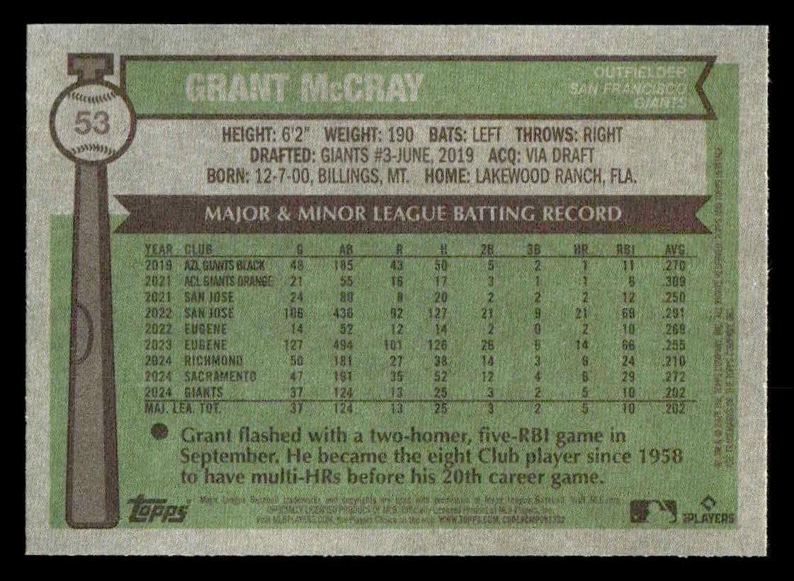2025 Topps Heritage #53 Grant McCray