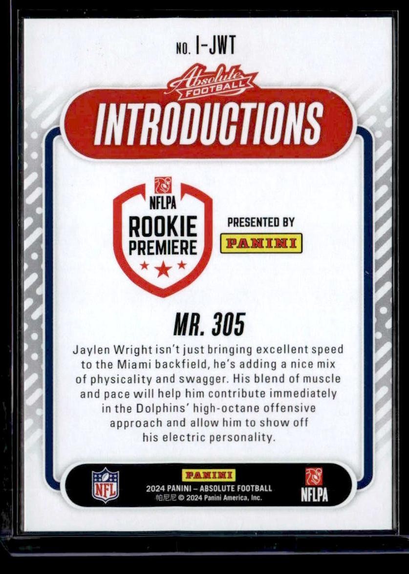 2024 Panini Absolute #I-JWT Jaylen Wright Introductions