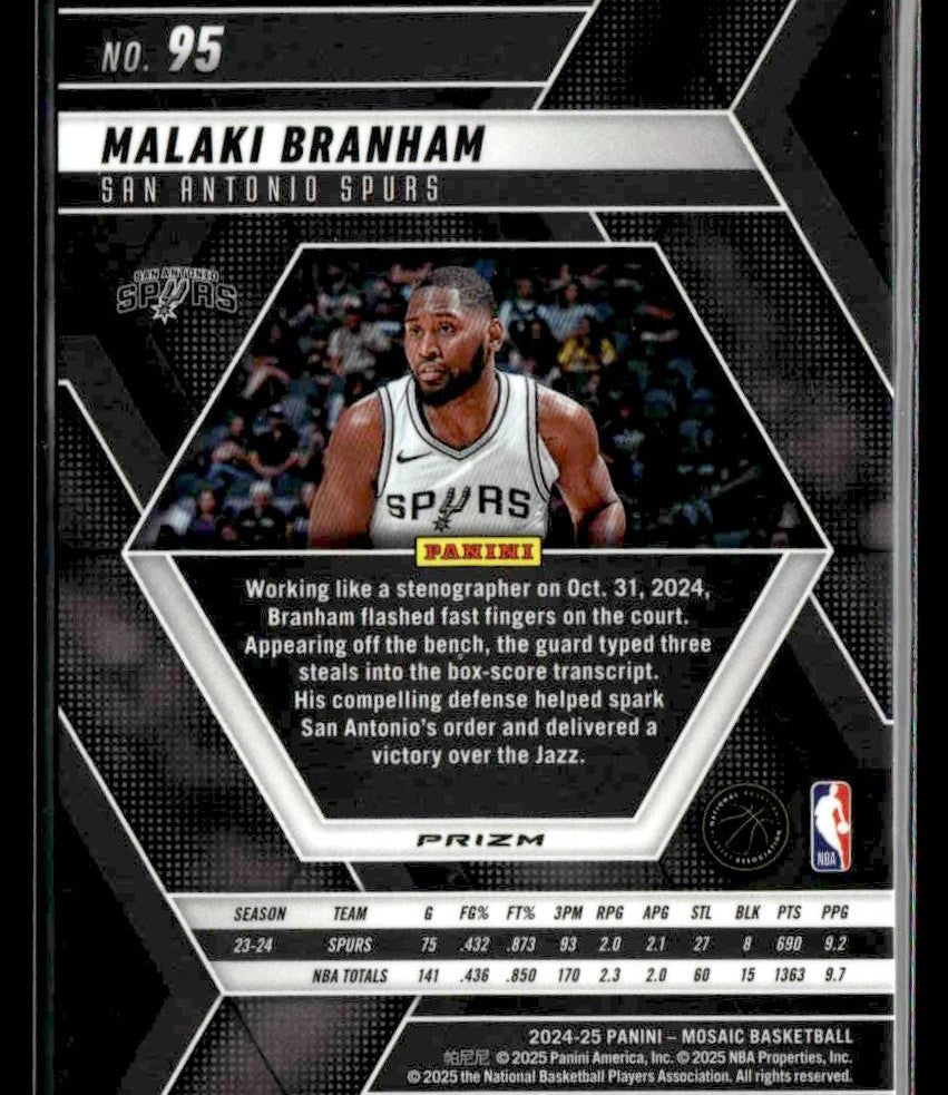 2024-25 Panini Mosaic #95 Malaki Branham Fast Break Silver Mosaic