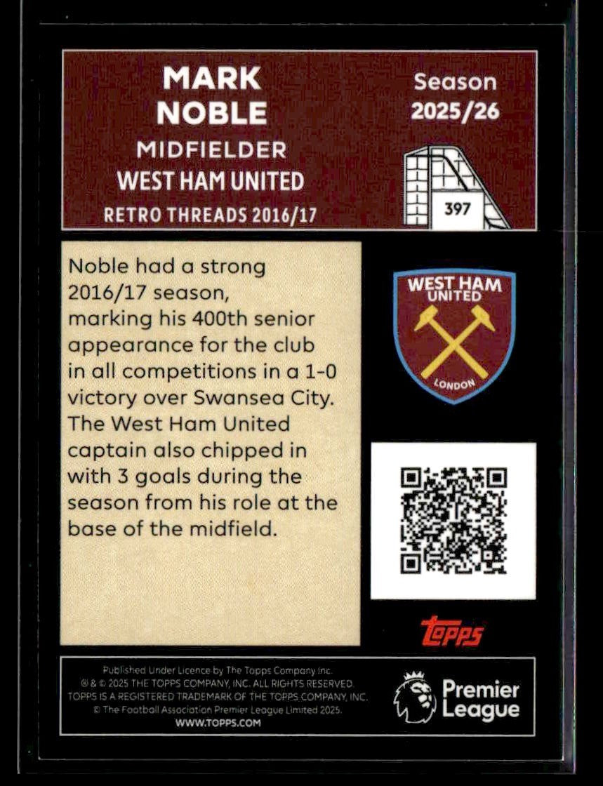 2025-26 Topps Premier League #397 Mark Noble Rainbow Foil