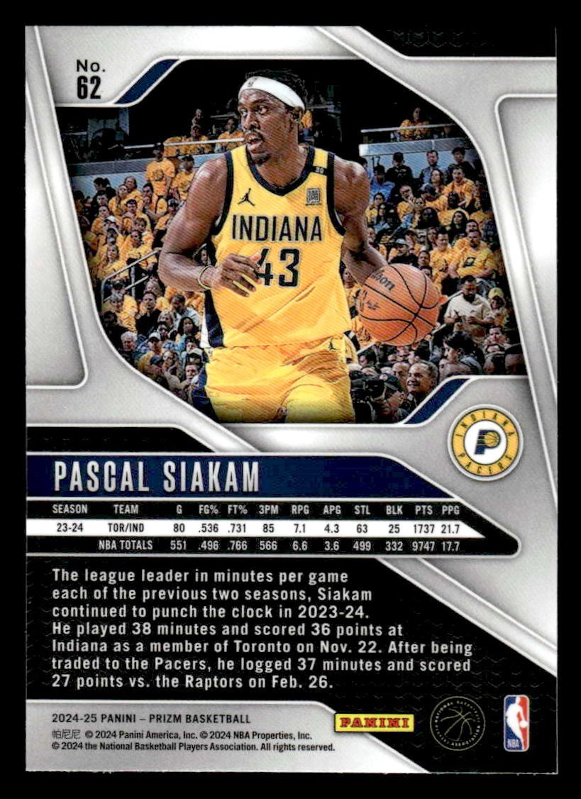 2024-25 Panini Prizm #62 Pascal Siakam