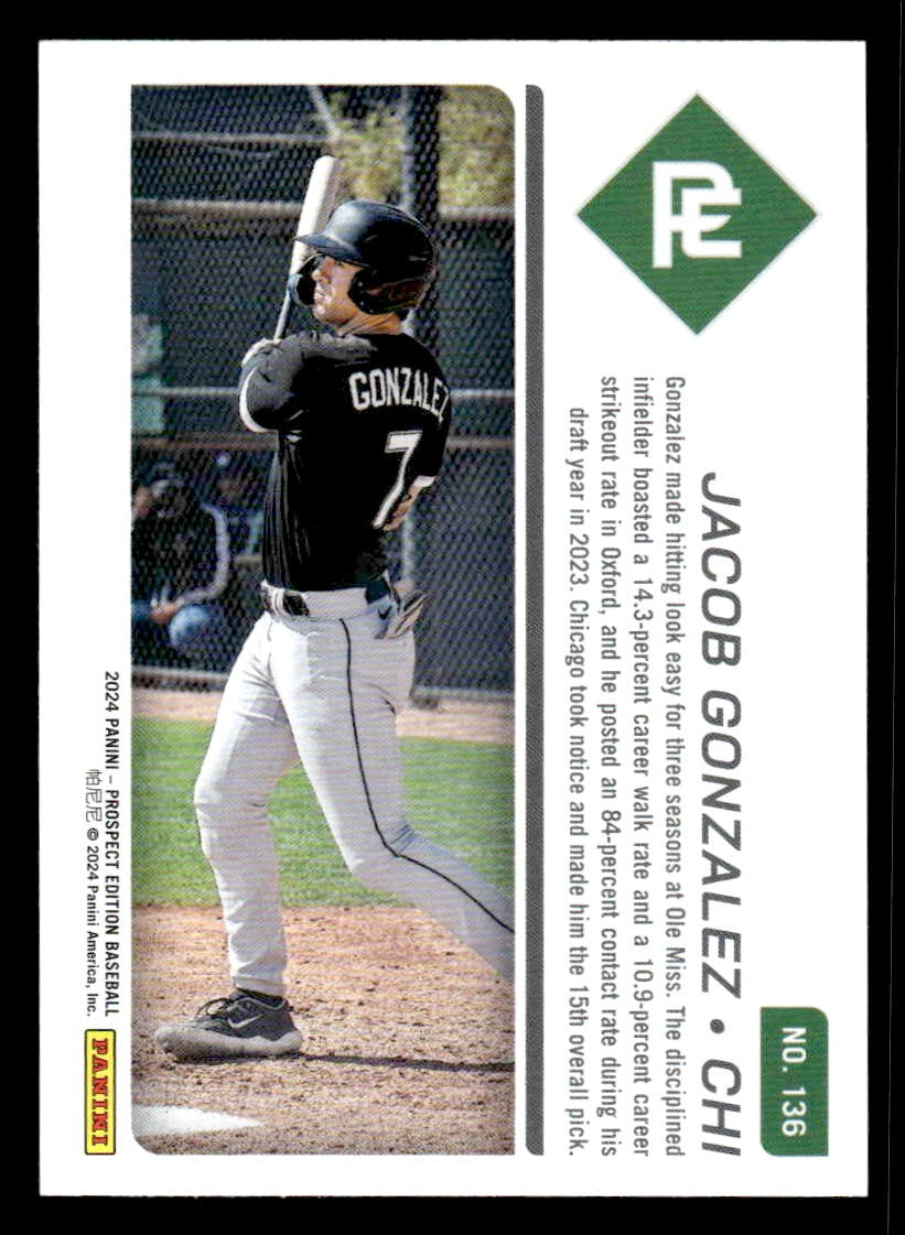 2024 Panini Prospect Edition #136 Jacob Gonzalez