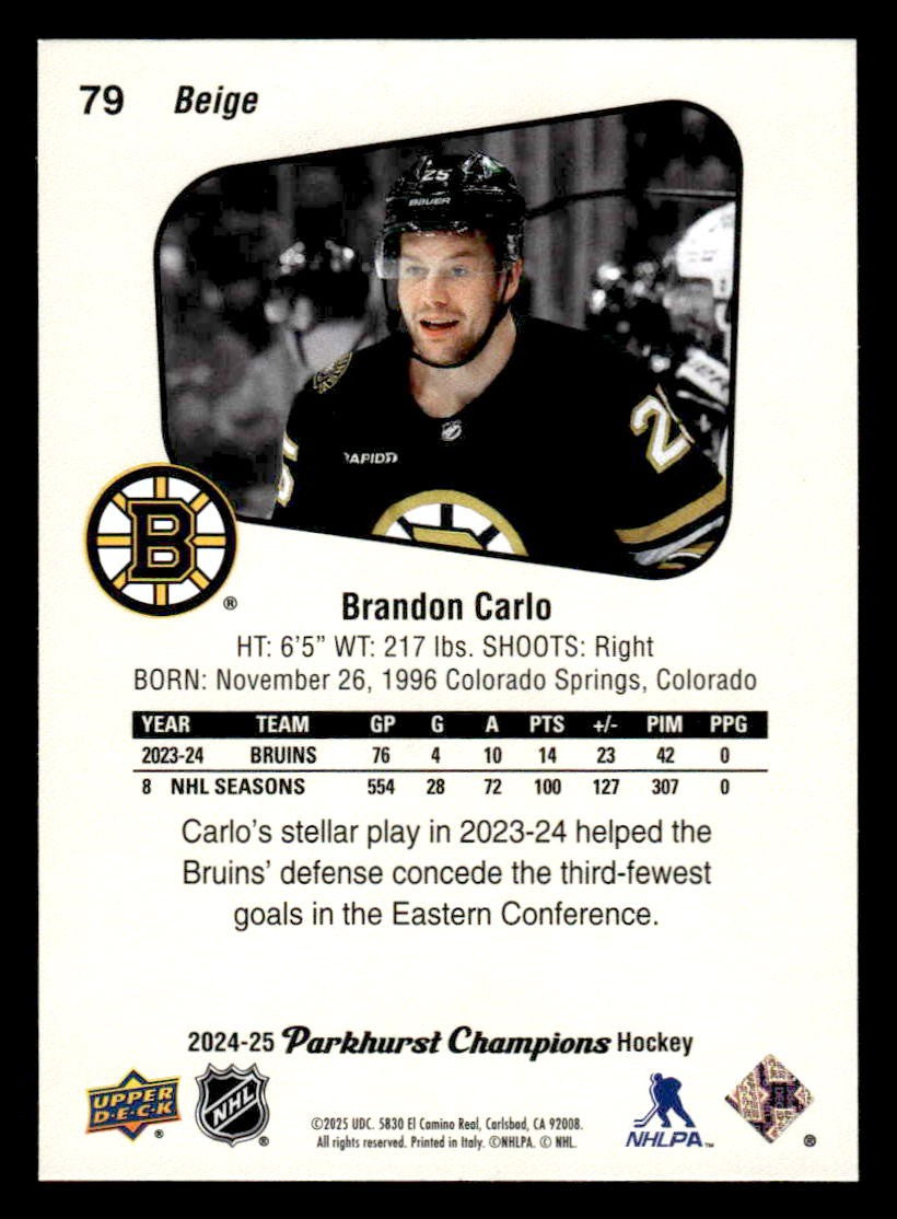 2024-25 Parkhurst Champions #79 Brandon Carlo