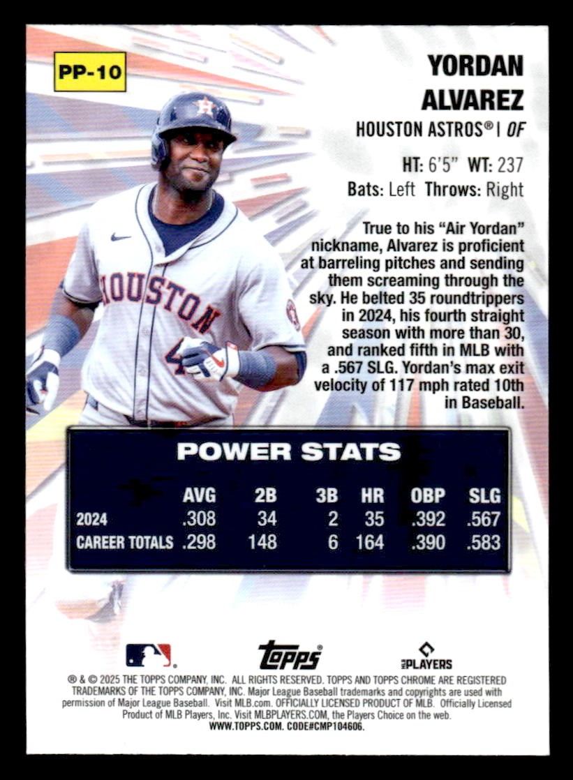 2025 Topps Chrome #PP-10 Yordan Alvarez Power Players