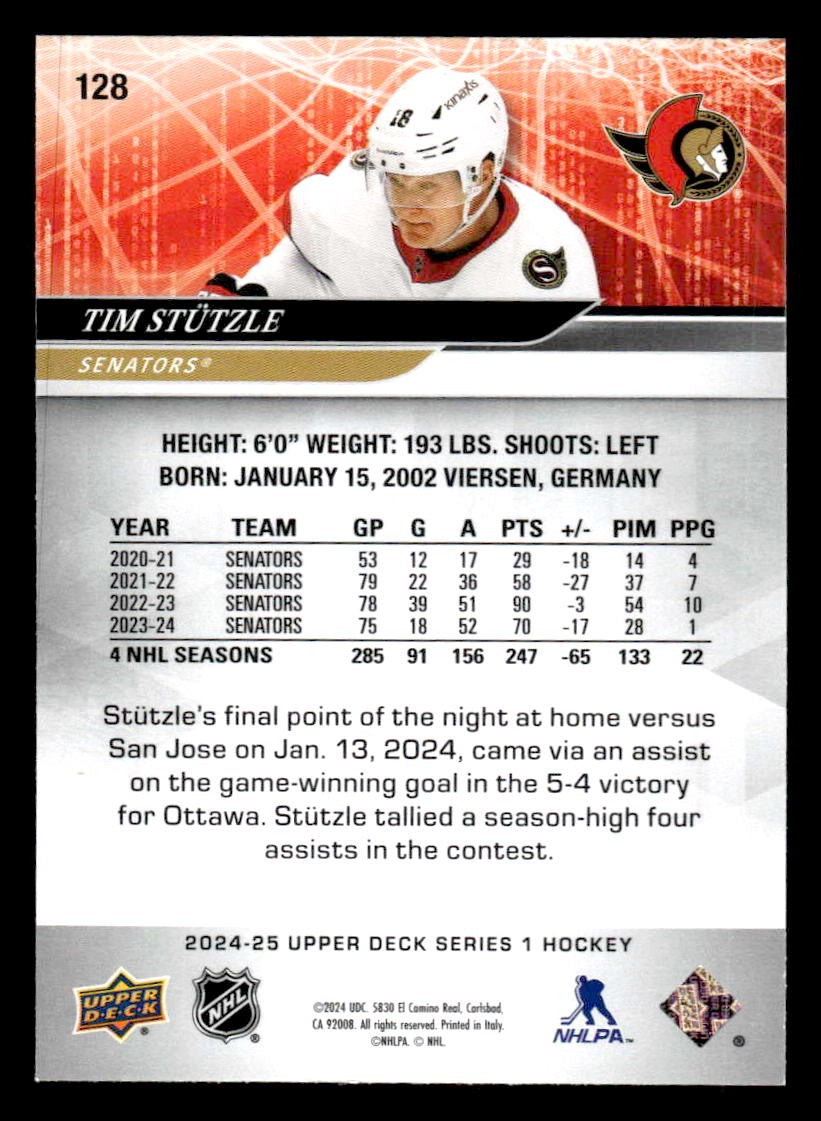 2024-25 Upper Deck #128 Tim Stutzle