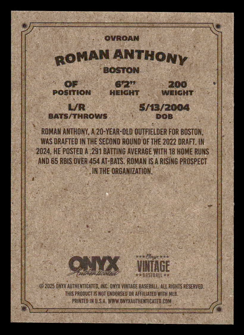 2025 Onyx Vintage #OVROAN Roman Anthony
