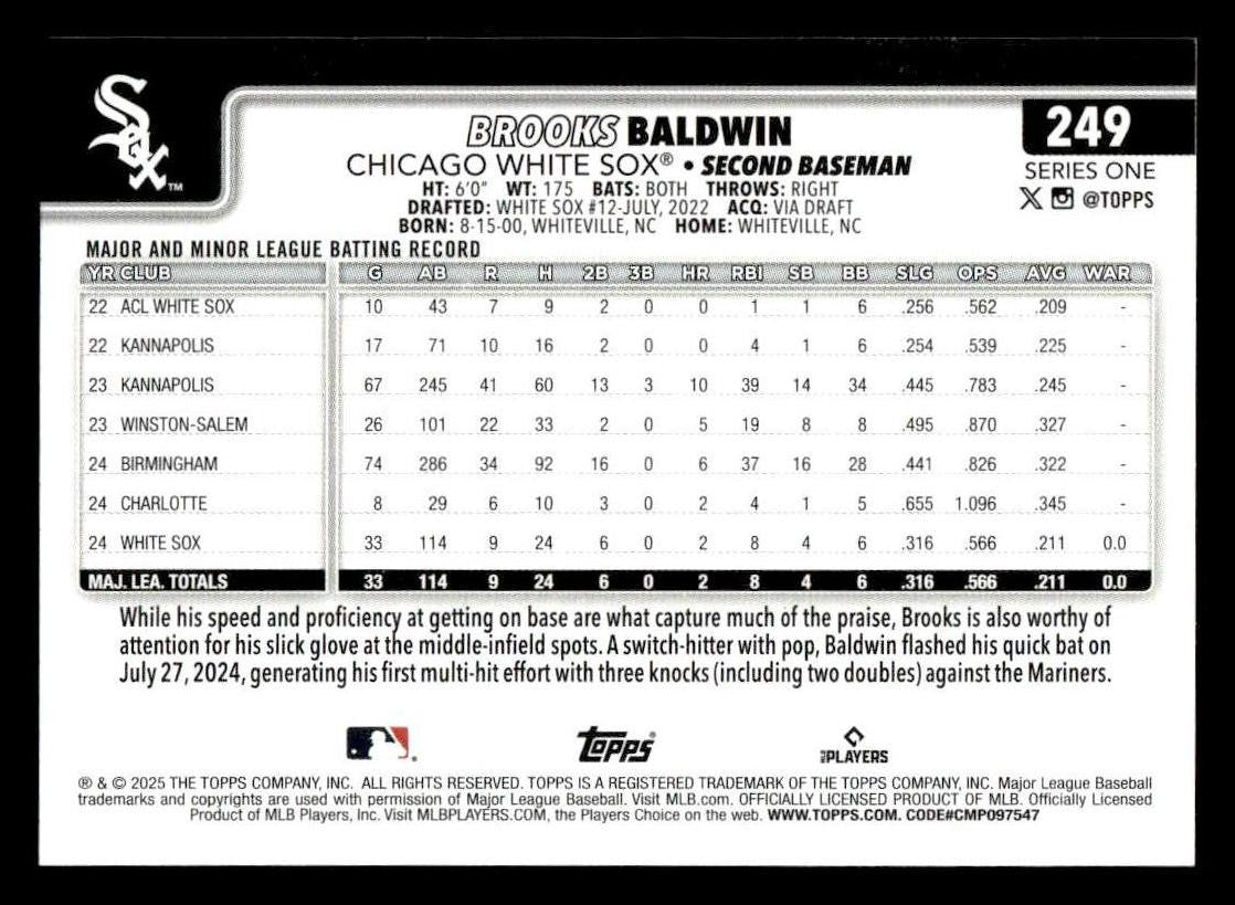 2025 Topps #249 Brooks Baldwin
