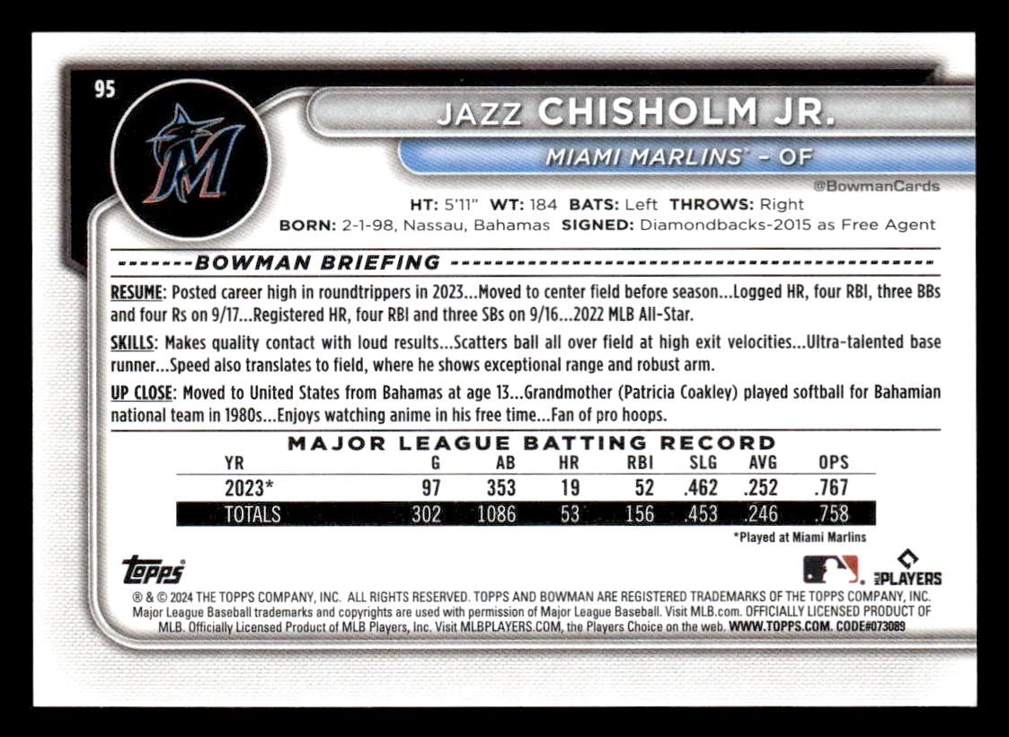 2024 Bowman #95 Jazz Chisholm Jr.