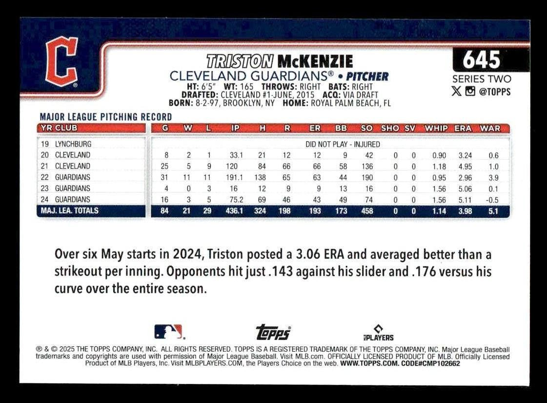 2025 Topps #645 Triston McKenzie