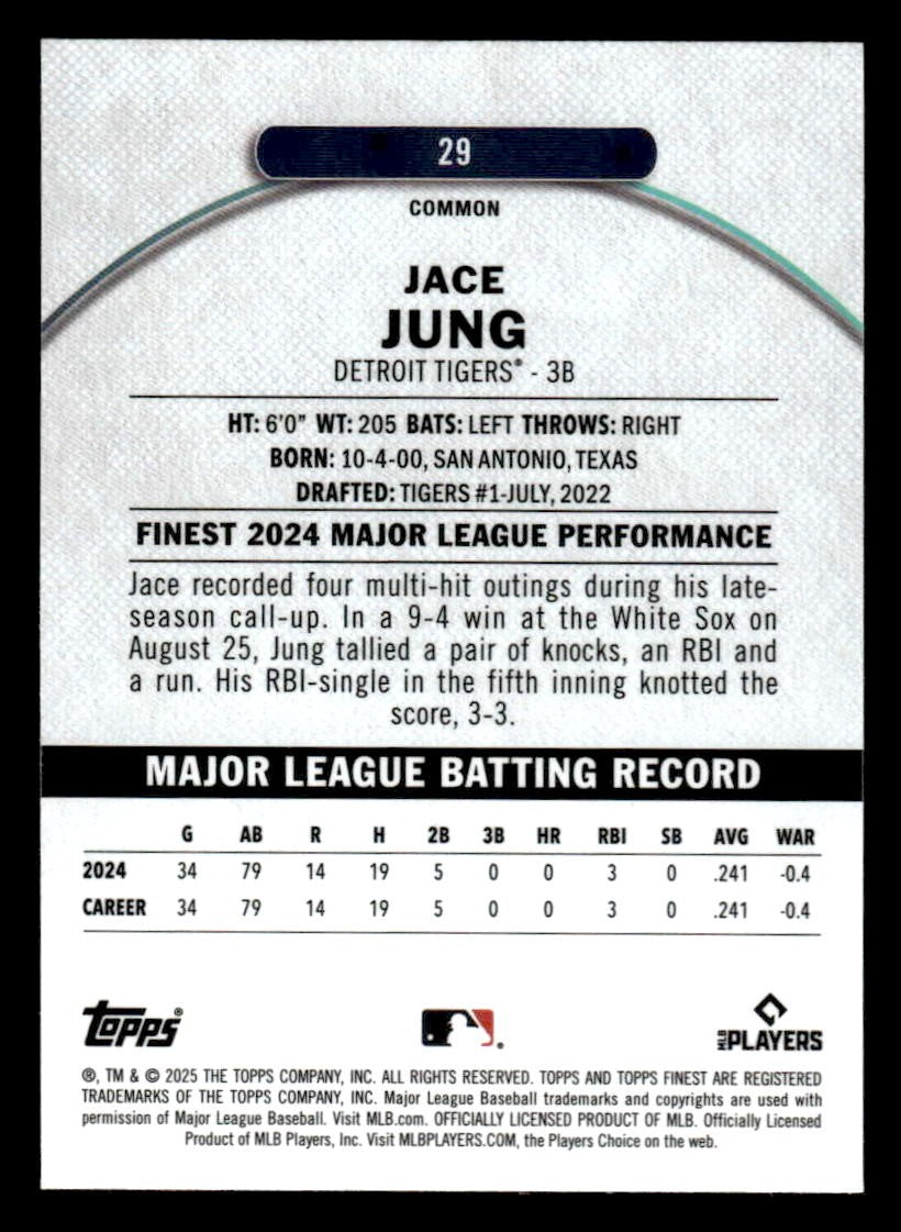 2025 Finest #29 Jace Jung Checkerboard