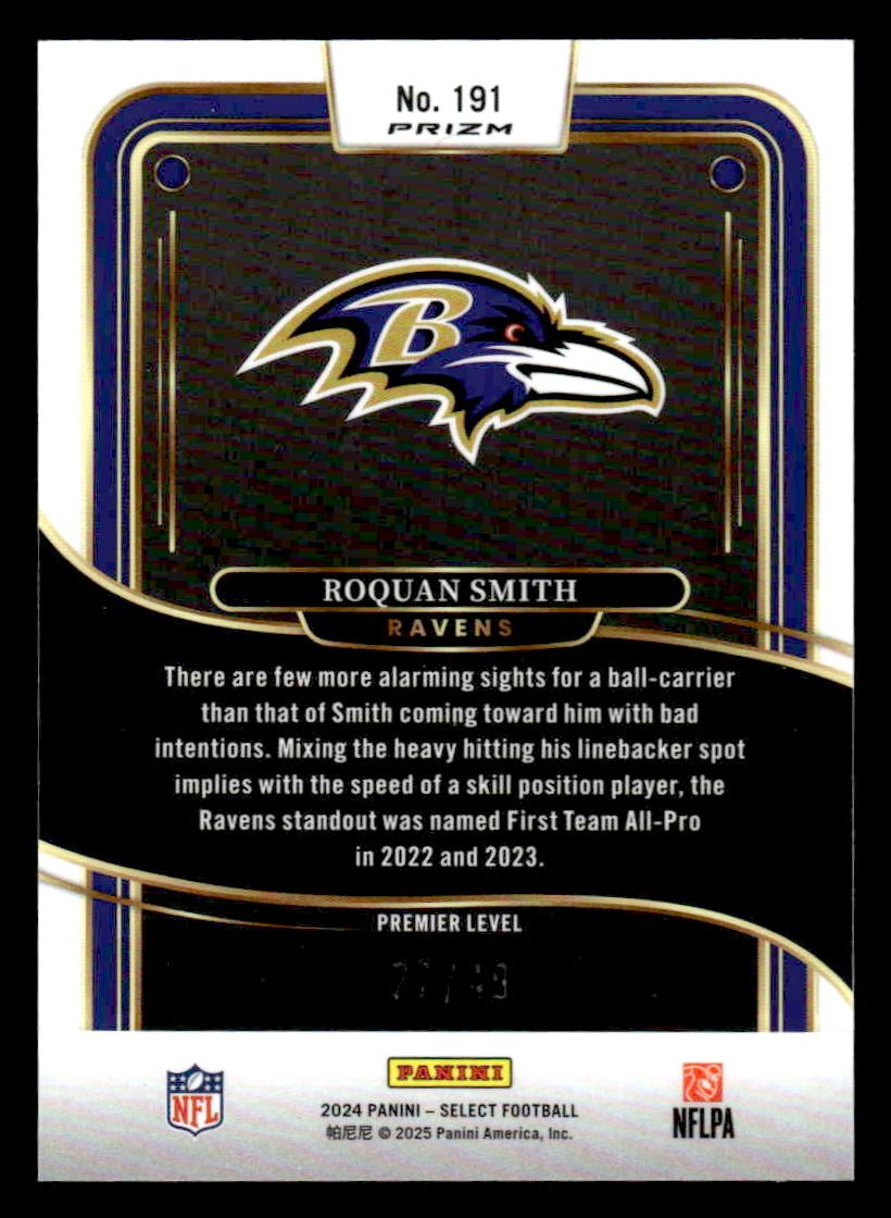 2024 Panini Select #191 Roquan Smith Red Disco Prism