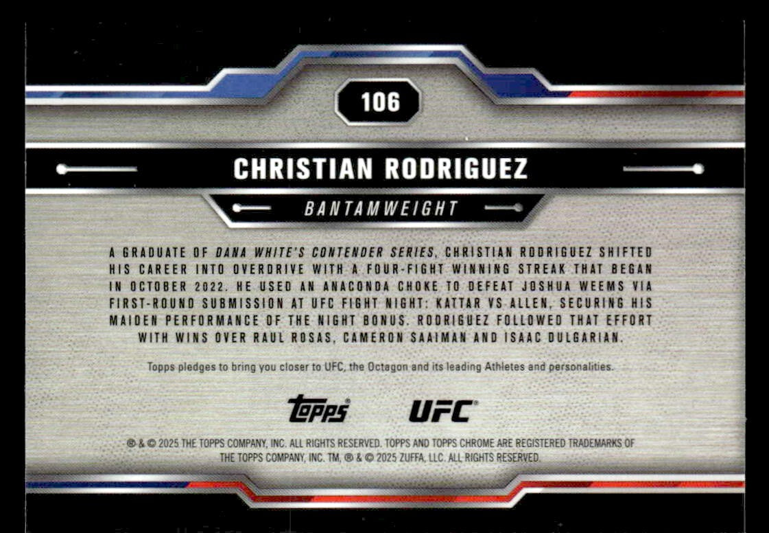 2025 Topps Chrome UFC #106 Christian Rodriguez