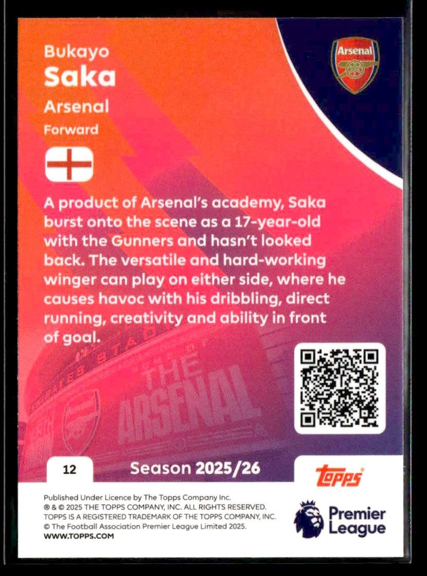 2025-26 Topps Premier League #12 Bukayo Saka