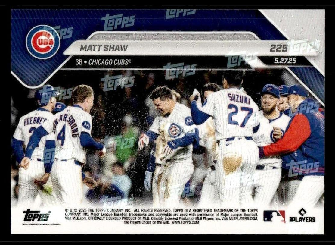 2025 Topps Now #225 Matt Shaw Single for 1st Walk-Off Hit