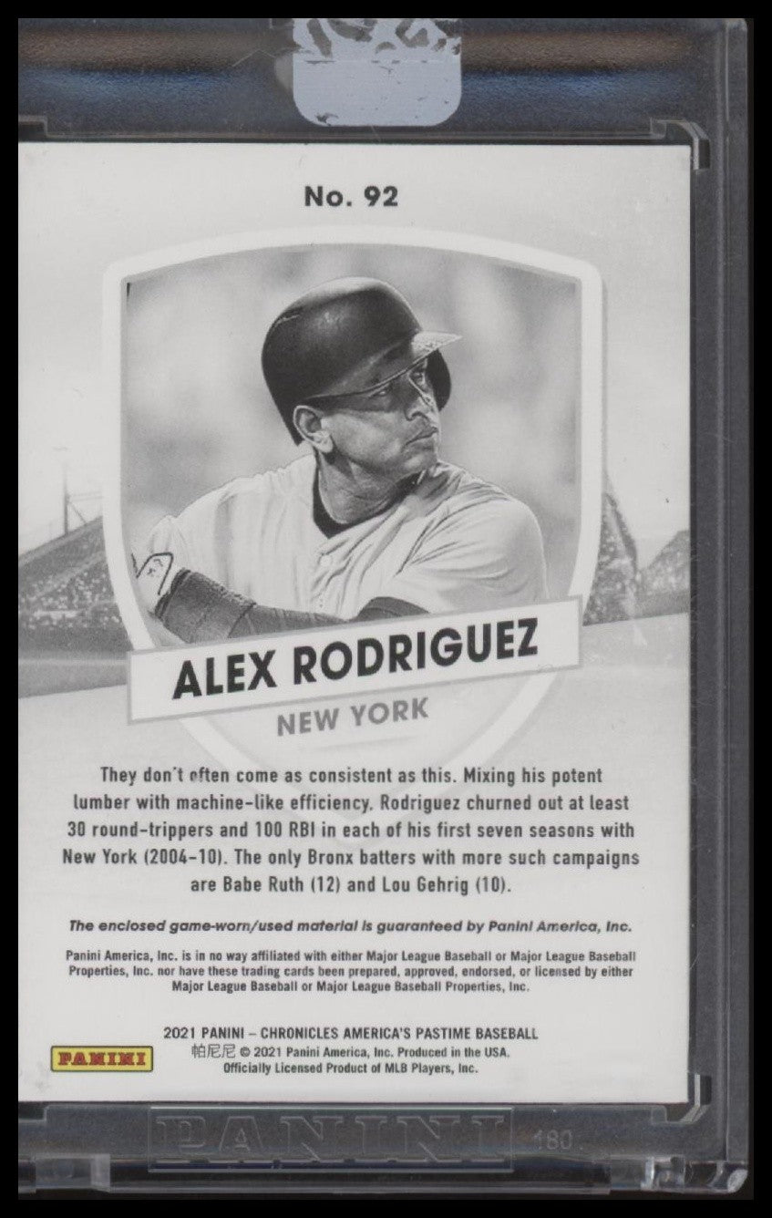 2021 Panini Chronicles #92 Alex Rodriguez America's Pastime Swatches