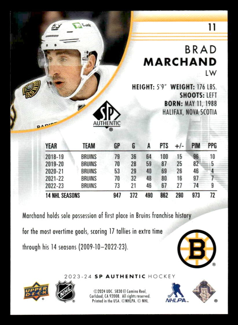 2023-24 SP Authentic #11 Brad Marchand