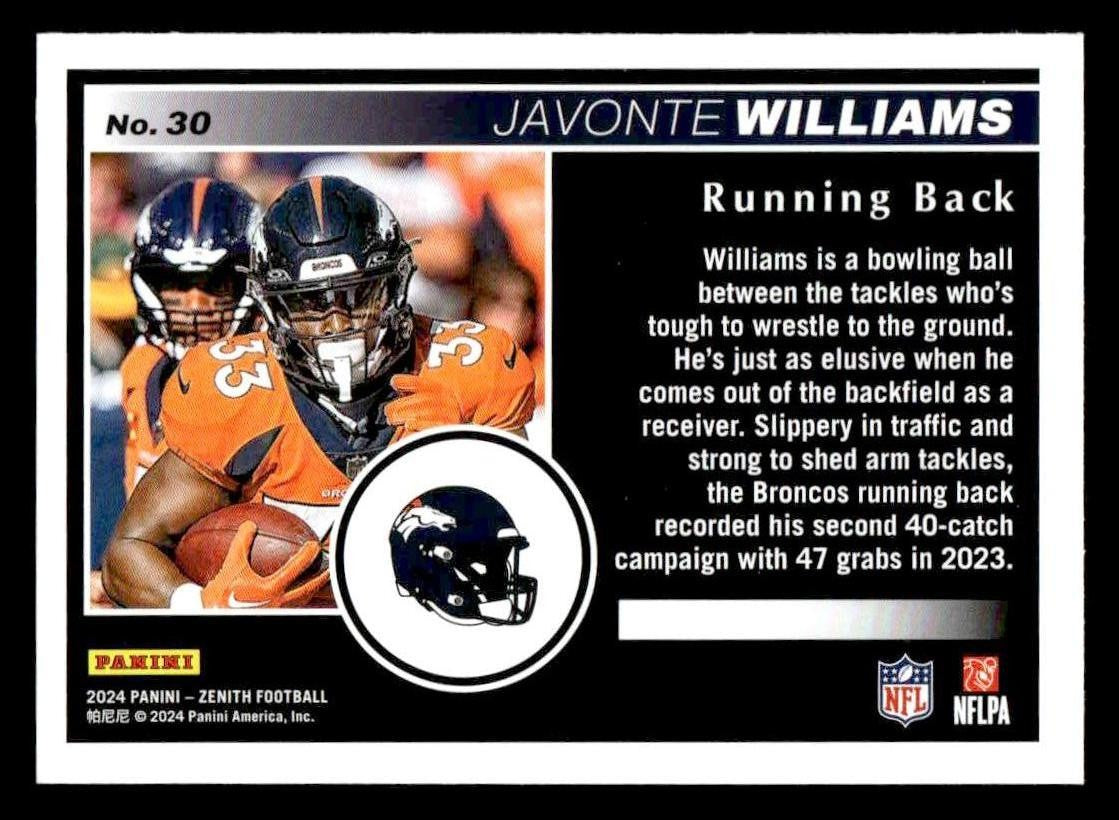 2024 Panini Zenith #30 Javonte Williams Retail