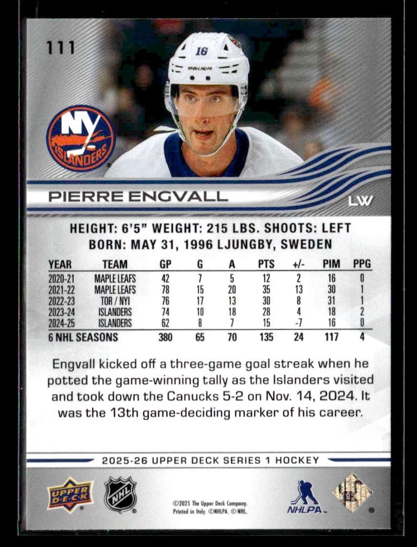 2025-26 Upper Deck #111 Pierre Engvall
