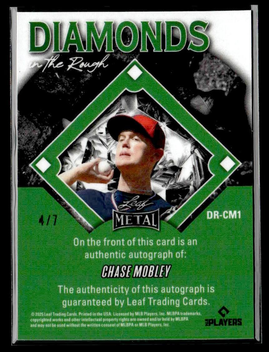 2025 Leaf Metal #DR-CM1 Chase Mobley Diamond in the Rough Prismatic Green