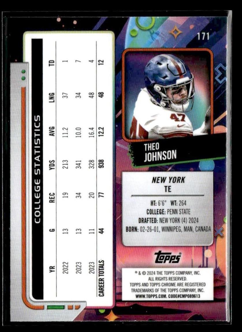 2024 Topps Chrome Cosmic #171 Theo Johnson