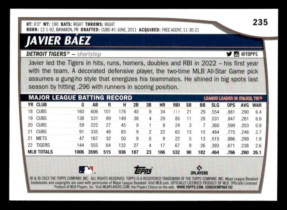 2023 Topps Big League #235 Javier Báez