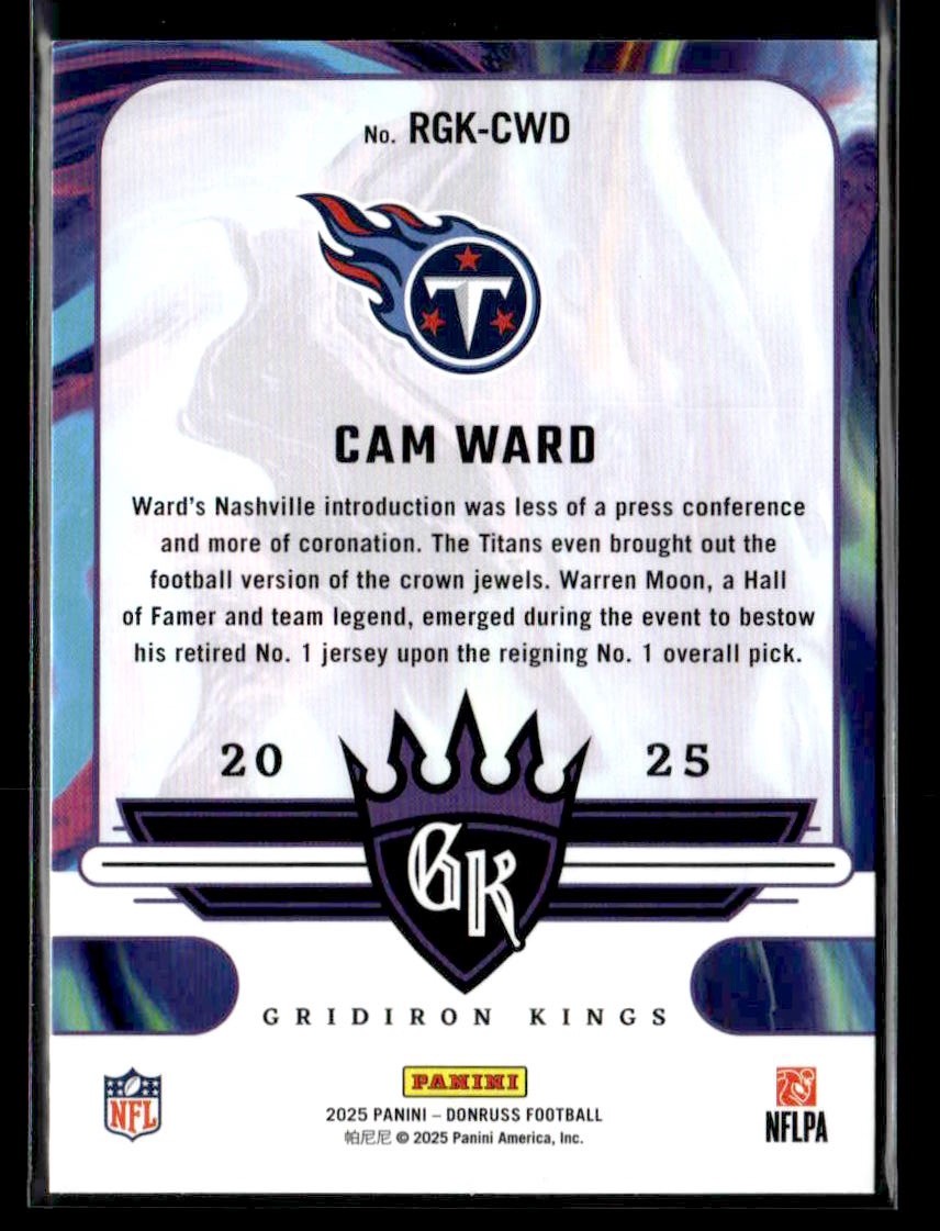 2025 Donruss #RGK-CWD Cam Ward Rookie Gridiron Kings