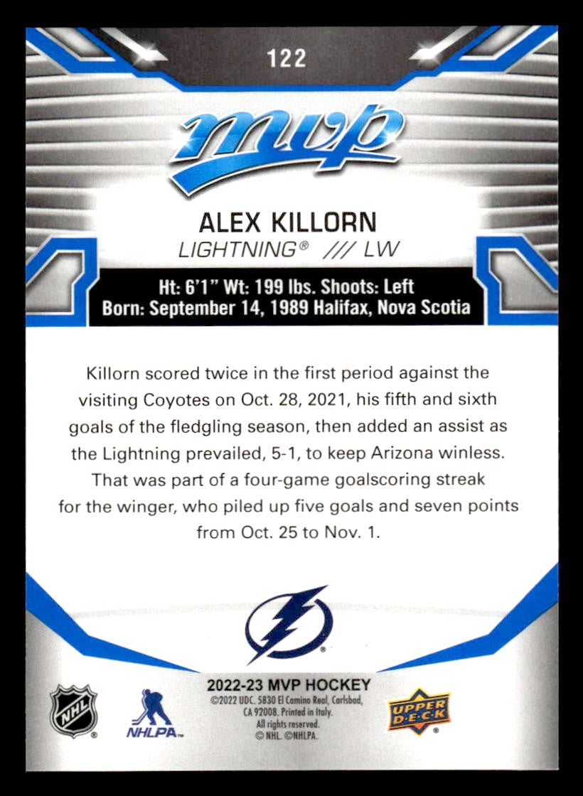 2022-23 Upper Deck MVP #122 Alex Killorn Blue Script