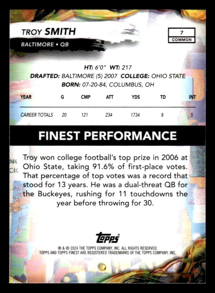 2024 Finest #7 Troy Smith