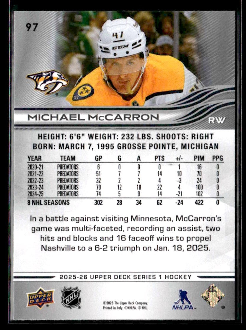 2025-26 Upper Deck #97 Michael McCarron
