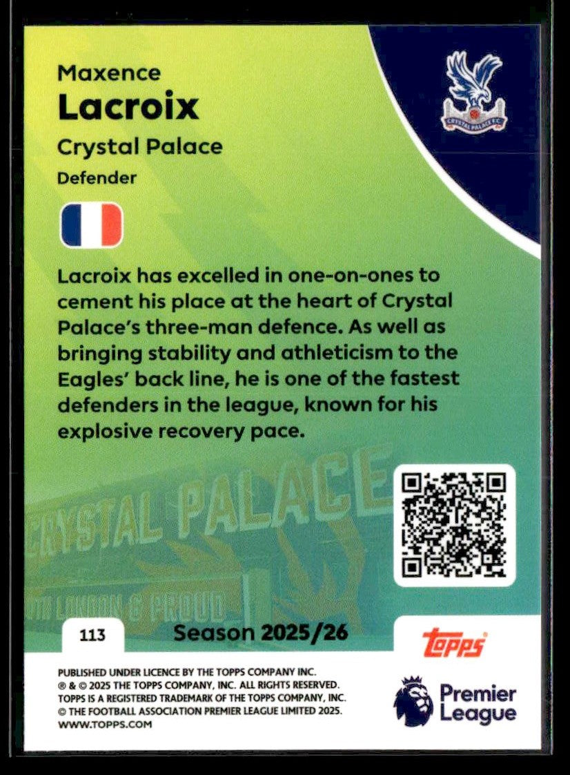 2025-26 Topps Premier League #113 Maxence Lacroix