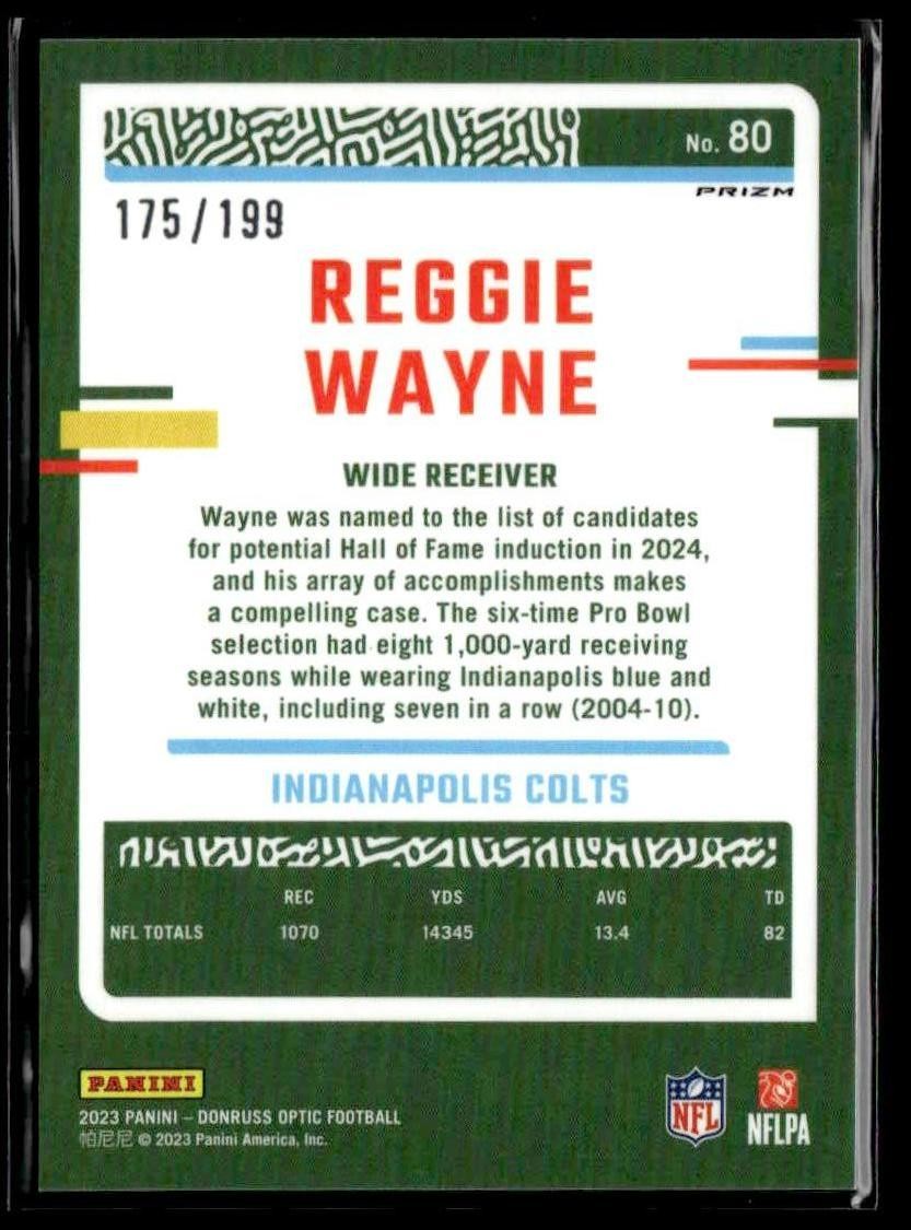 2023 Donruss Optic #80 Reggie Wayne Blue #/199