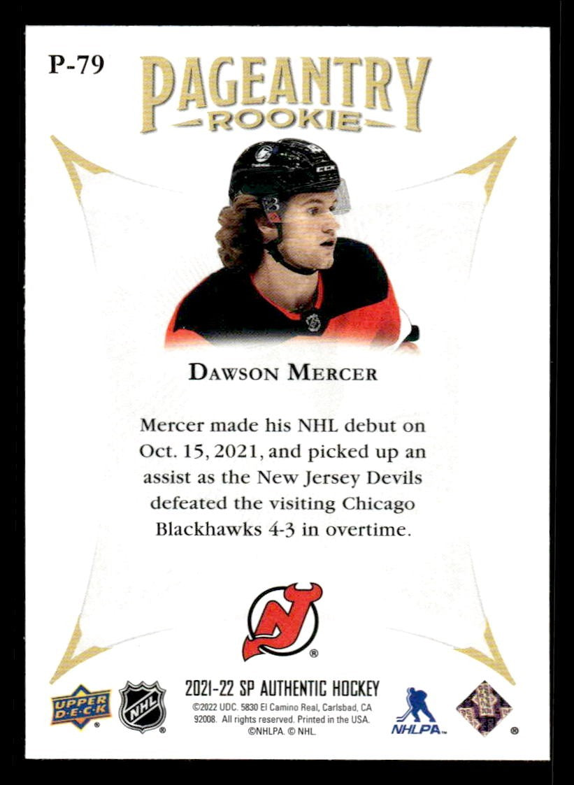 2021-22 SP Authentic #P-79 Dawson Mercer Pageantry