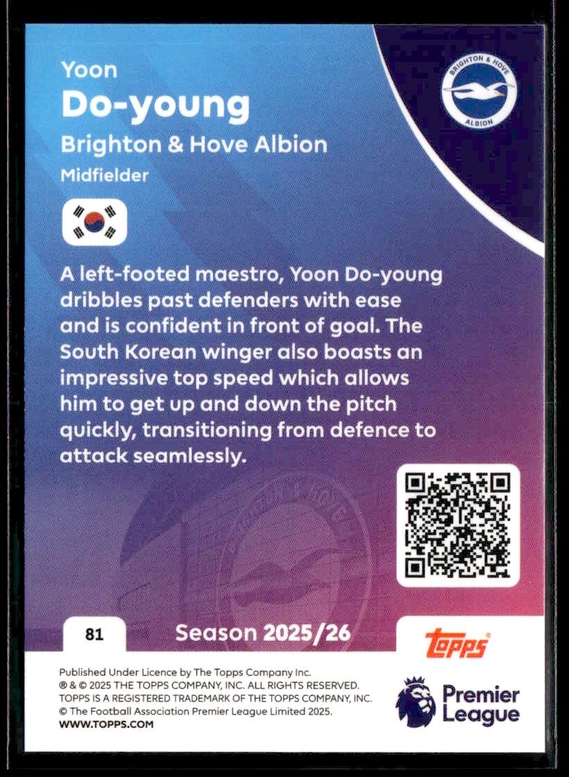 2025-26 Topps Premier League #81 Yoon Do-young