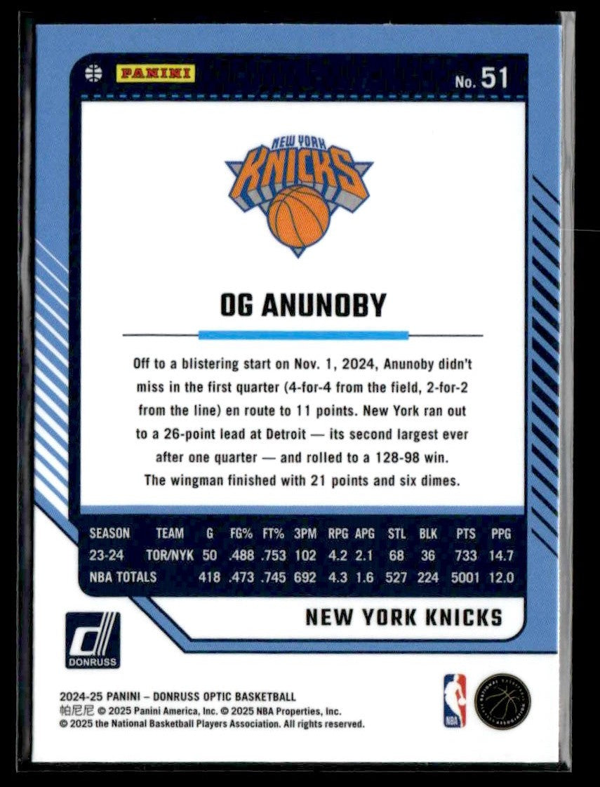 2024-25 Donruss Optic #51 OG Anunoby