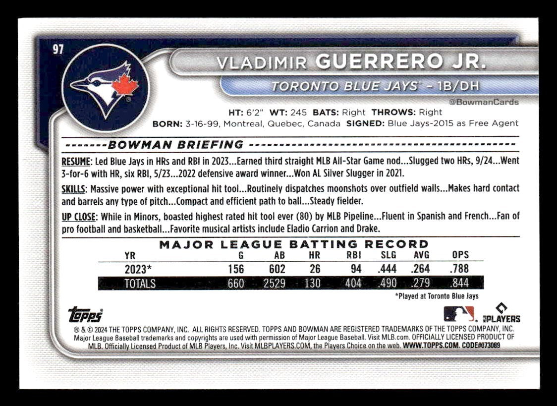 2024 Bowman #97 Vladimir Guerrero Jr.