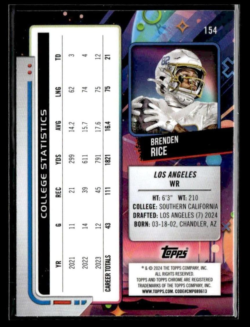 2024 Topps Chrome Cosmic #154 Brenden Rice