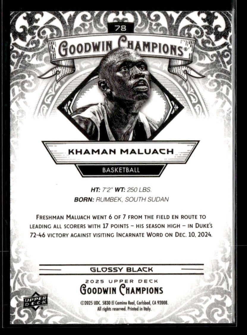 2025 Upper Deck Goodwin Champions #78 Khaman Maluach Glossy Black