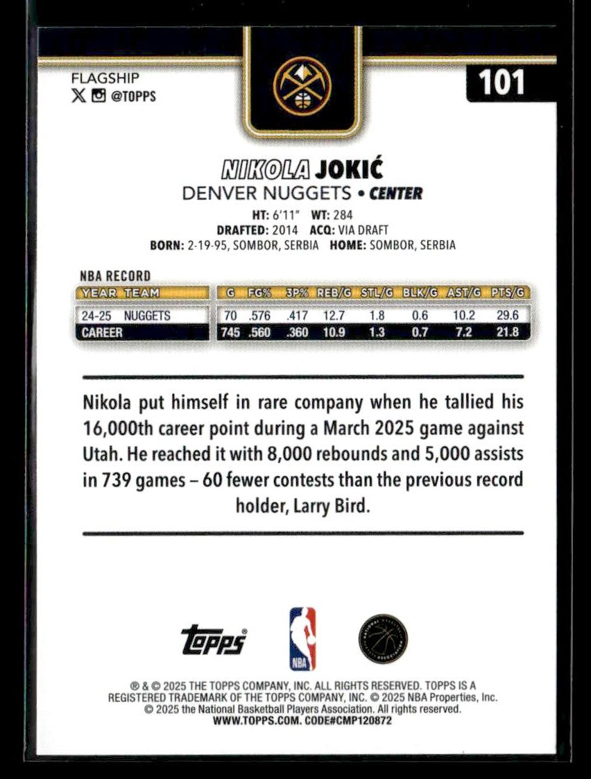 2025-26 Topps #101 Nikola Jokić