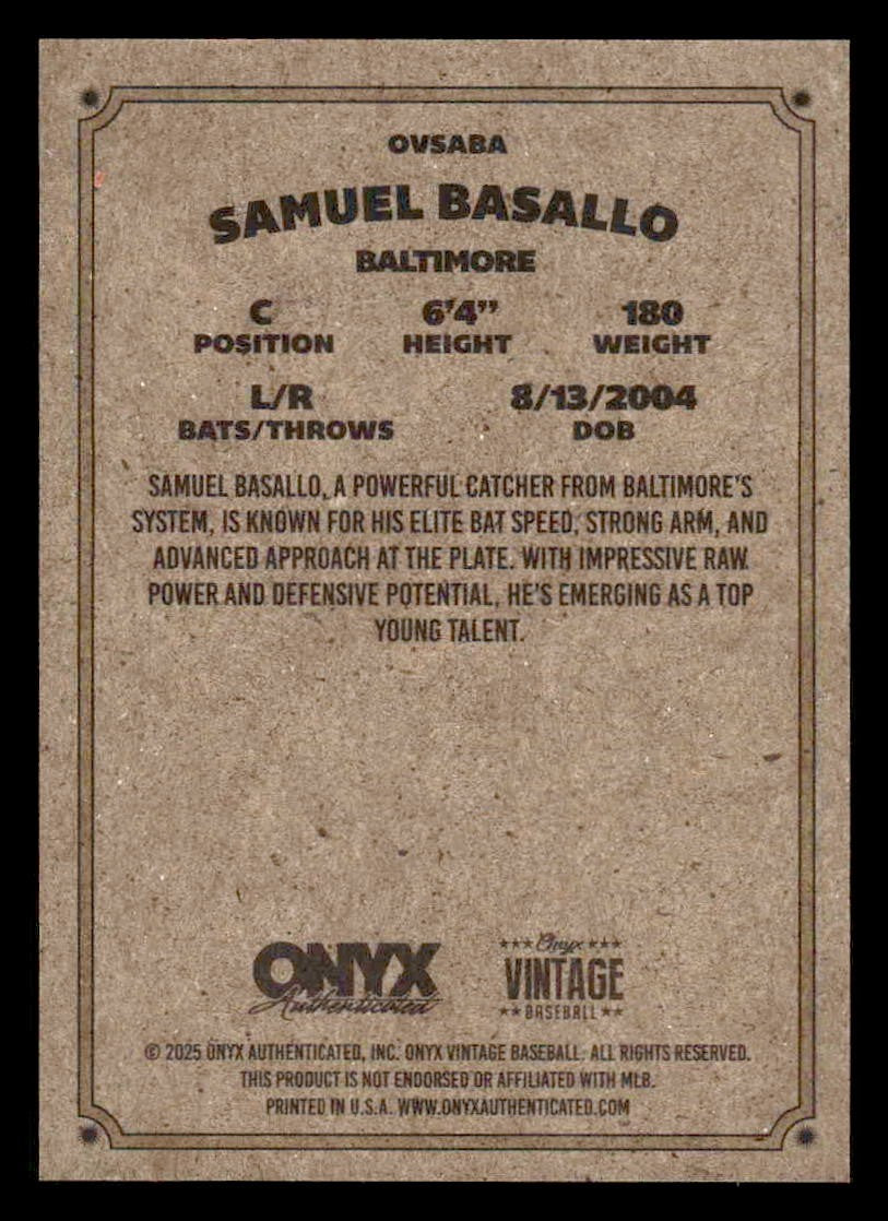 2025 Onyx Vintage #OVSABA Samuel Basallo