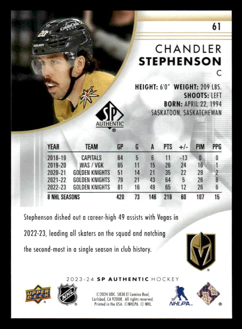 2023-24 SP Authentic #61 Chandler Stephenson