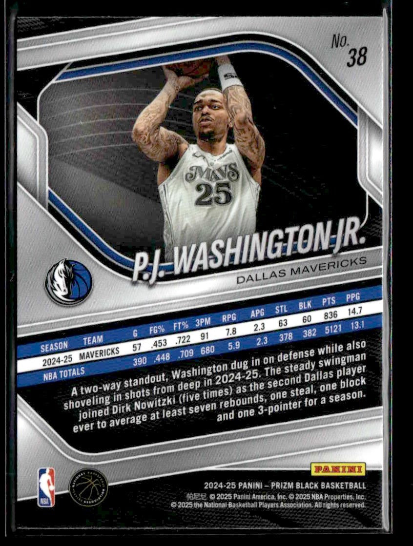 2024-25 Panini Prizm Black #38 PJ Washington Jr