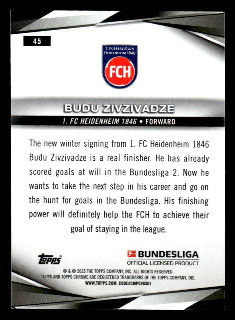 2025 Topps Chrome Bundesliga #45 Budu Zivzivadze
