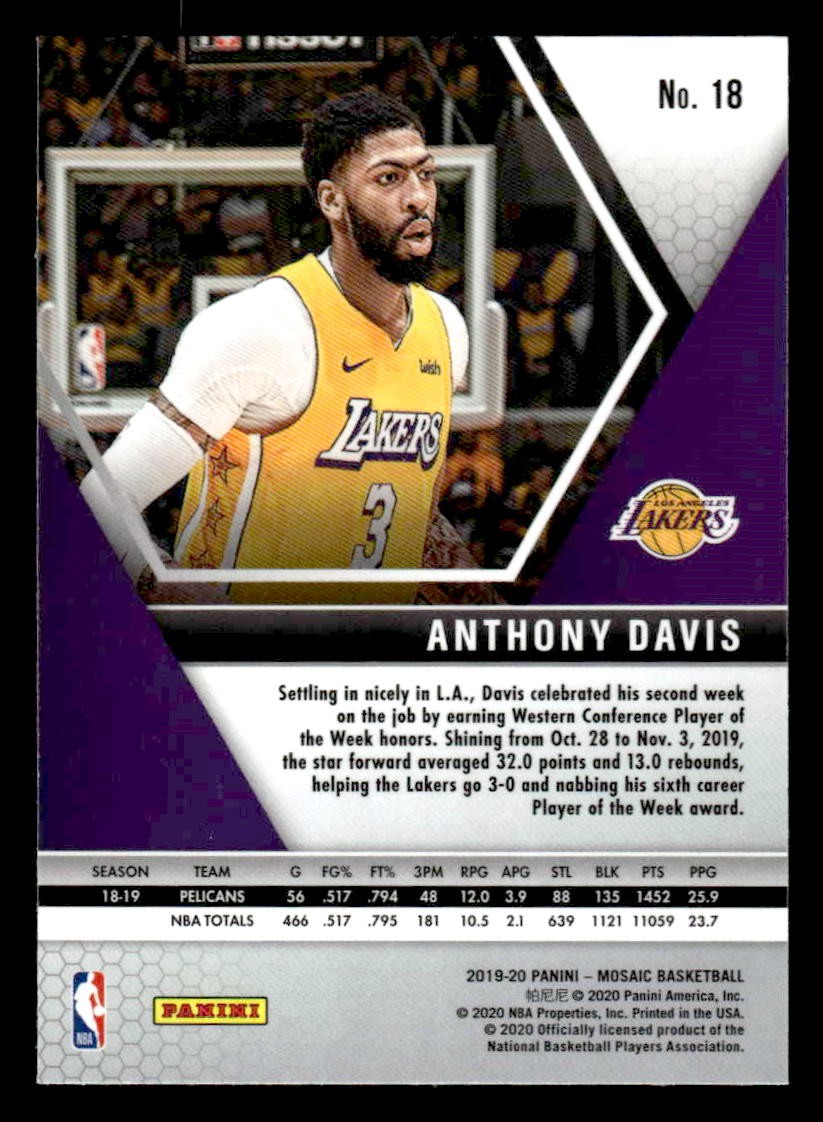 2019-20 Panini Mosaic #18 Anthony Davis