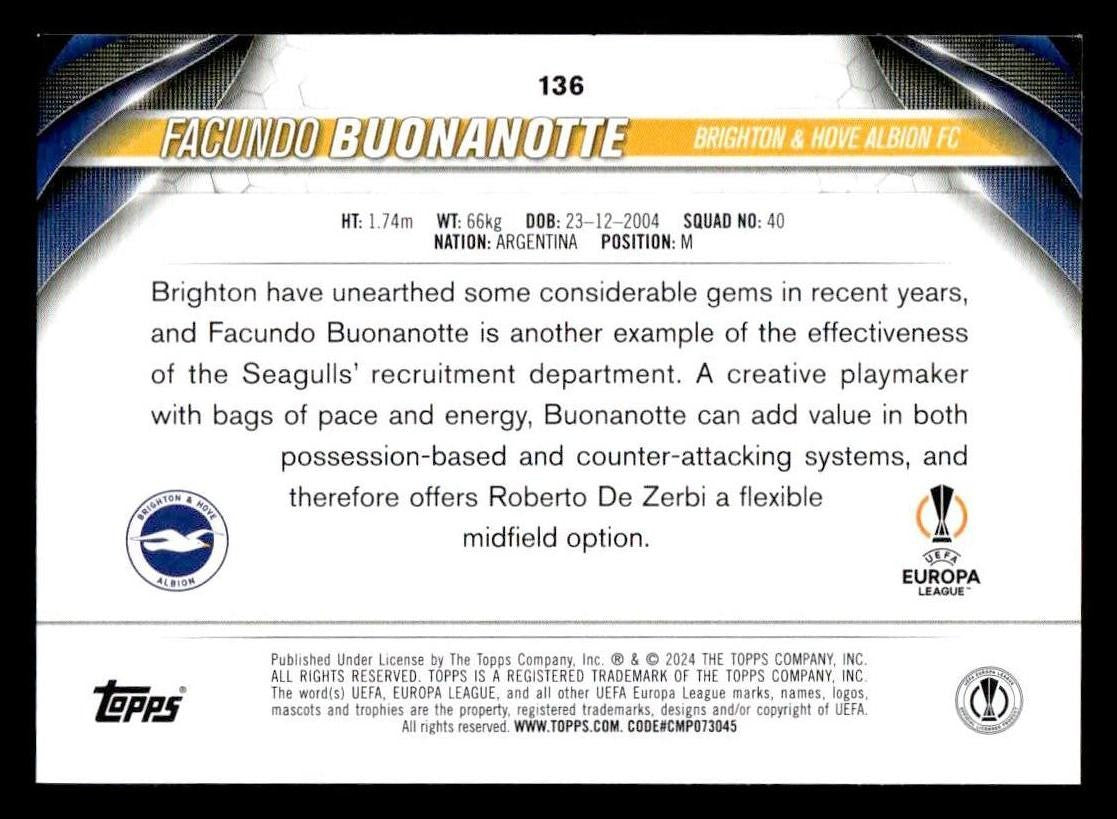 2023-24 Topps Jade Edition UEFA Club Competitions #136 Facundo Buonanotte