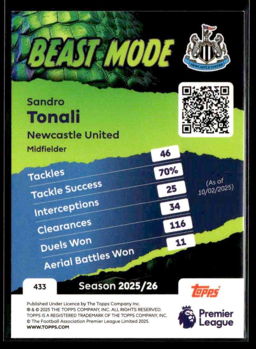 2025-26 Topps Premier League #433 Sandro Tonali