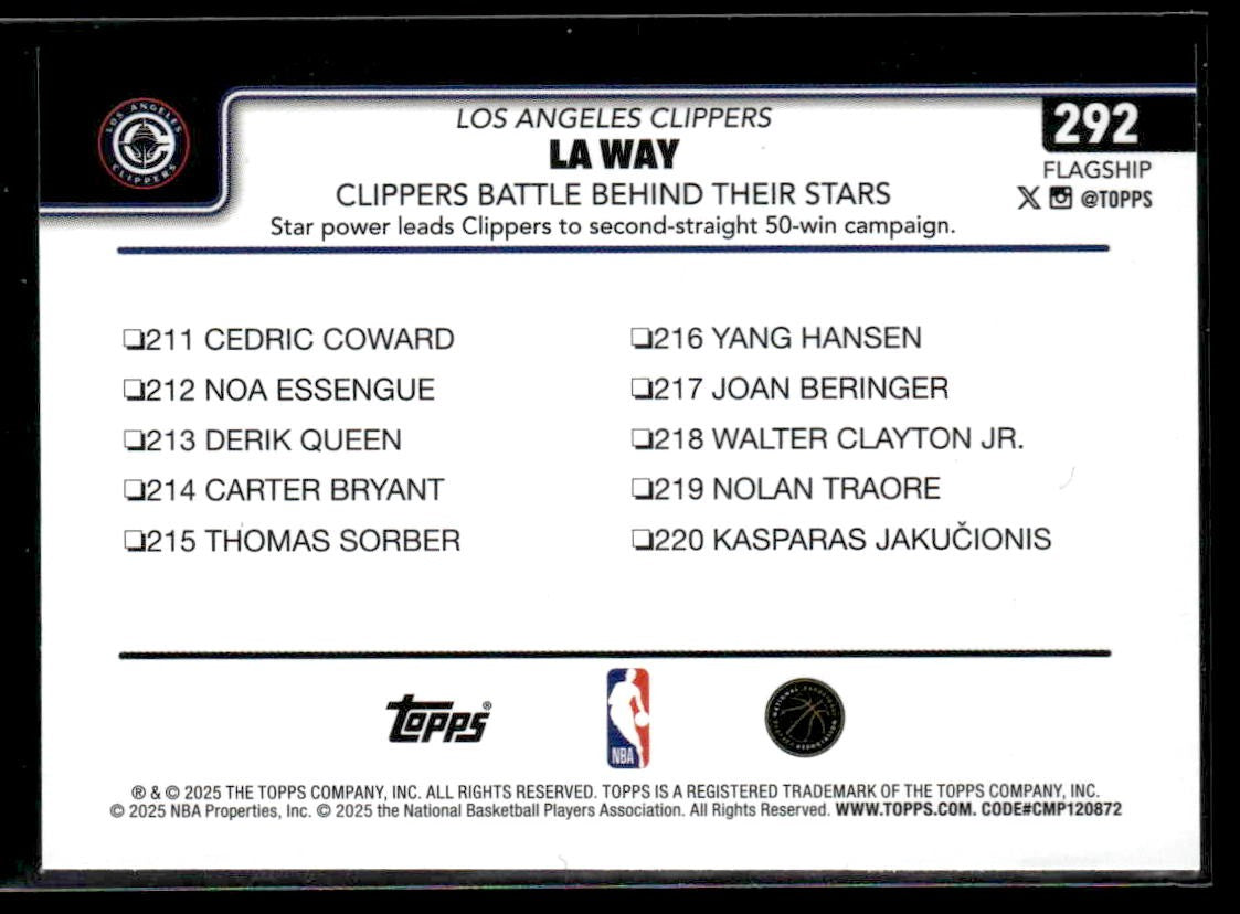 2025-26 Topps #292 LA Way: Clippers Battle Behind Their Stars