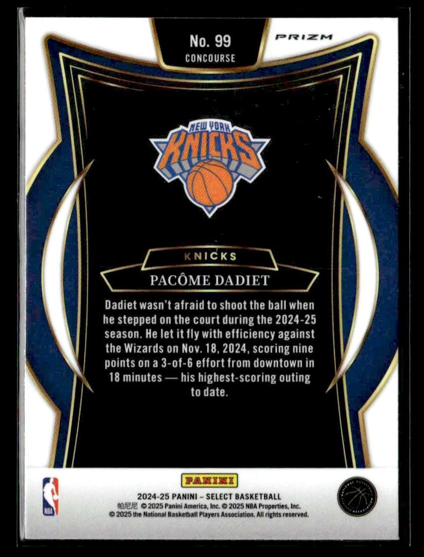 2024-25 Panini Select #99 Pacome Dadiet Tri-Color Prizm