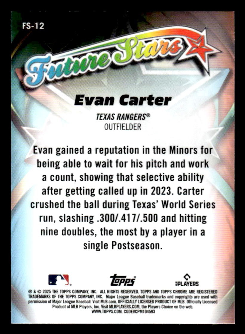 2025 Topps Chrome #FS-12 Evan Carter Future Stars
